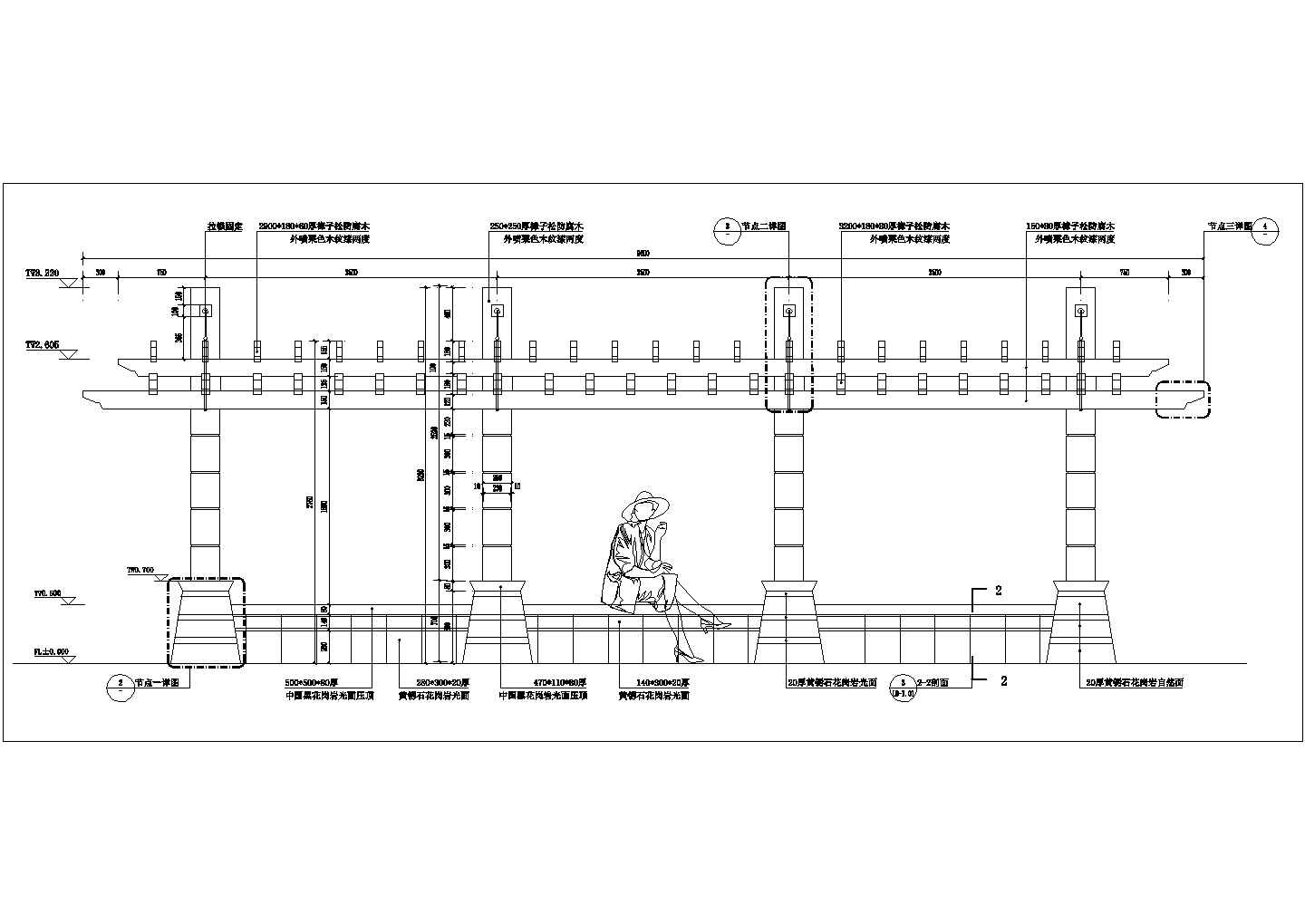小区景观工程防腐木结构廊架设计详图