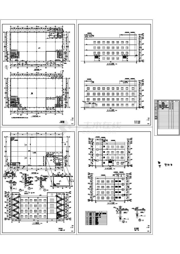 某四层工业厂房设计cad全套建筑图纸（大院设计）-图一