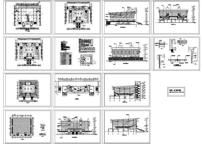 5200平米二层体艺馆建筑施工cad图，共十四张_图1