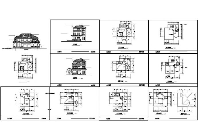 3层山庄别墅平面设计建施cad图，共十二张_图1