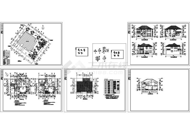 苏州某住宅B102型二层别墅建筑结构cad图纸，共7张-图一