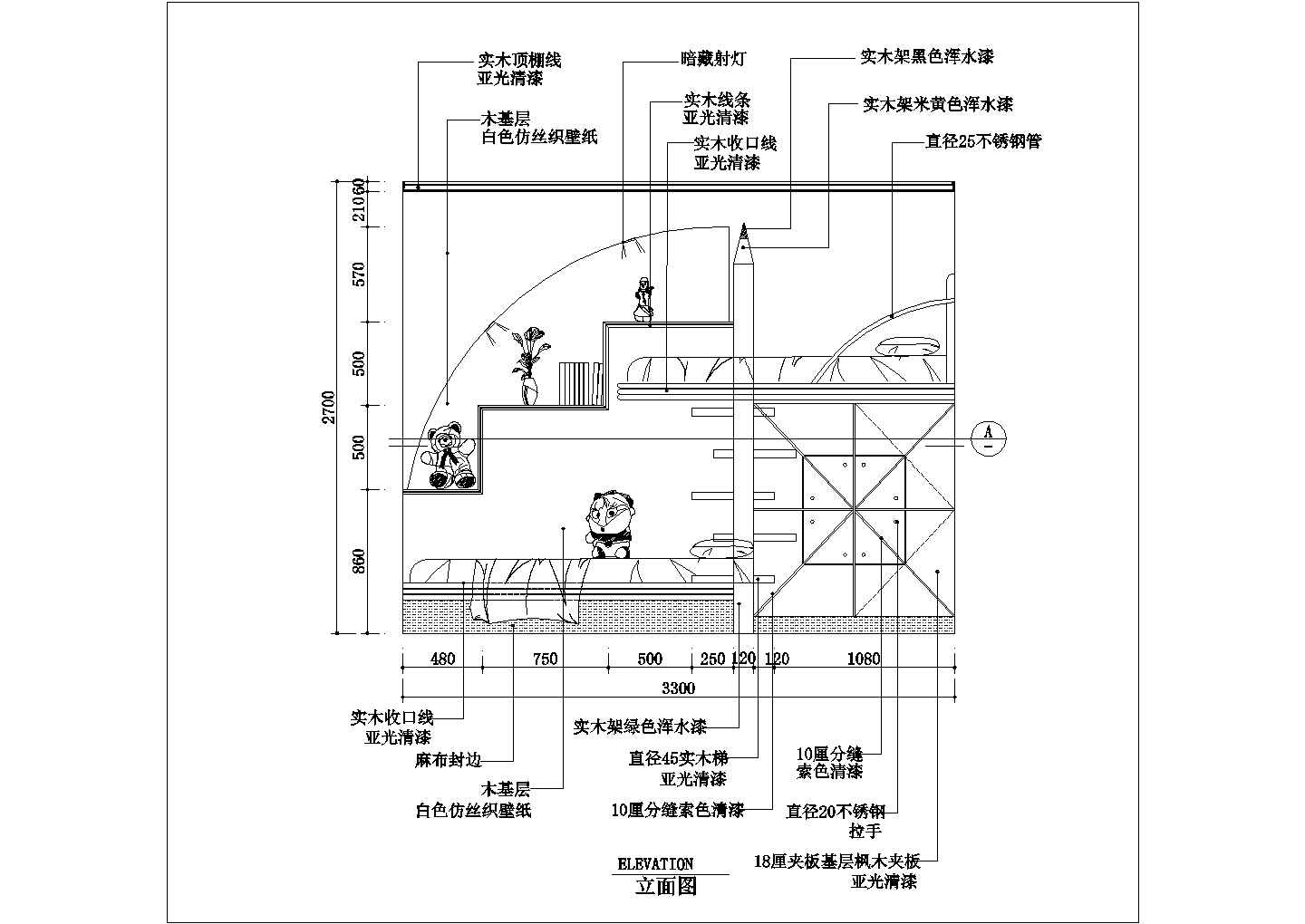 儿童床CAD设计图纸（某一图块）