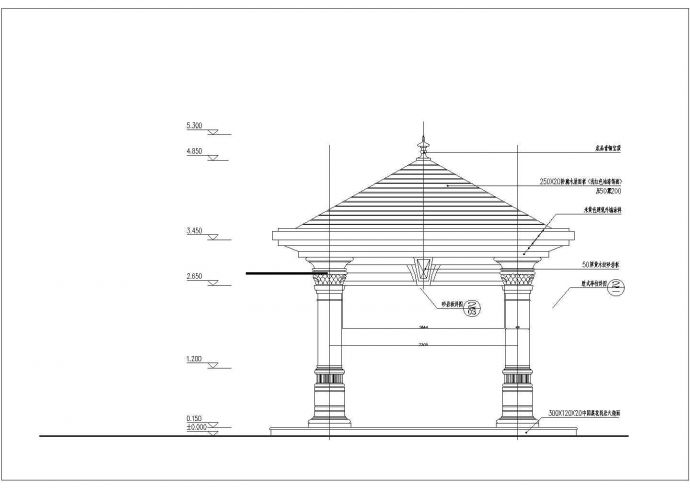 小区景观工程欧式砂岩干挂方亭设计图_图1