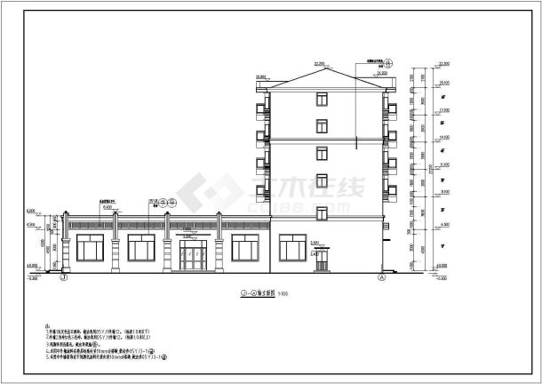 某地6层综合住宅楼建筑设计施工图-图二