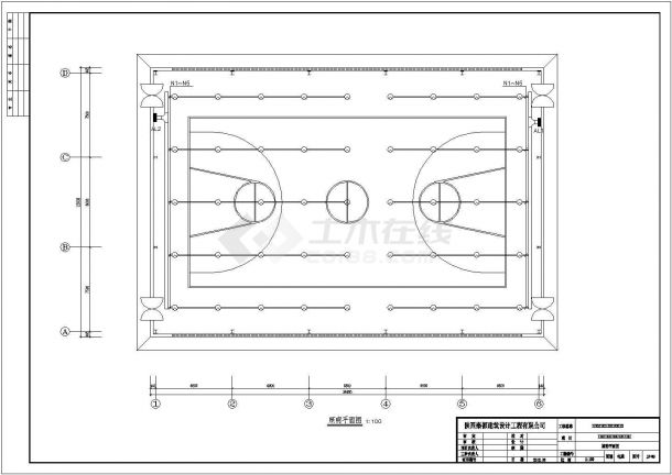 陕西省某小型室内钢结构篮球场电气施工图-图一