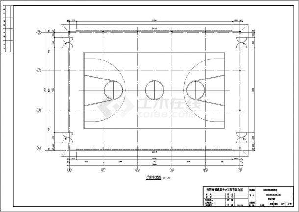 某小型公司室内钢结构篮球场的钢结构安装图-图一