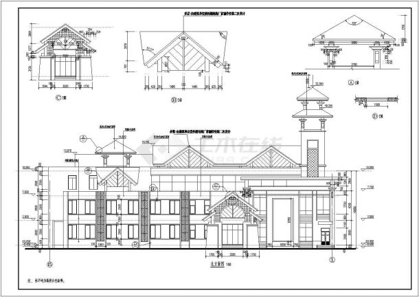 某小区三层框架结构幼儿园建筑设计施工图-图二