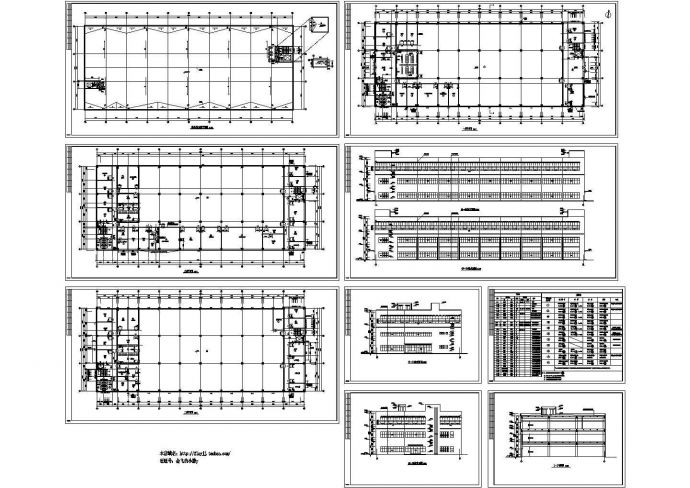 3层装配车间建筑施工CAD设计图【平立剖 门窗表 装修表】_图1