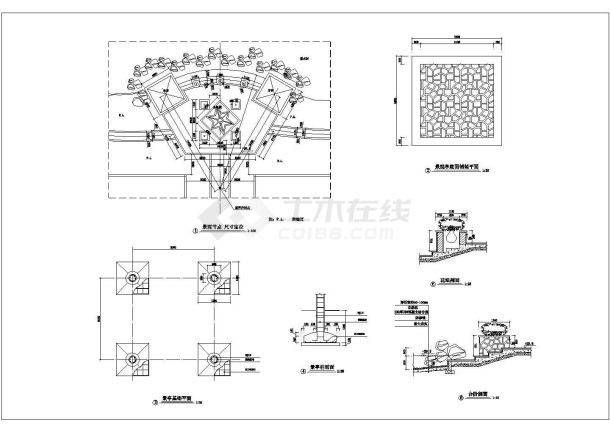 比较详细的一套景观亭建筑施工图（共3张）-图二