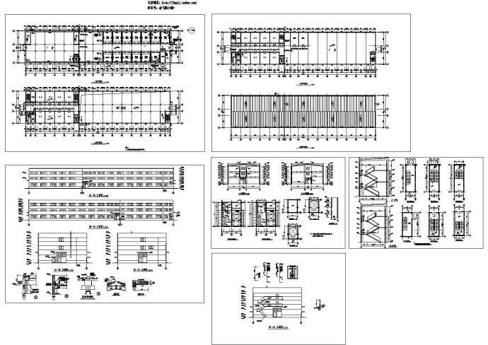 3层加工生产线厂房建筑施工图【平立剖 楼梯 卫生间淋浴间详图 节点大样】_图1