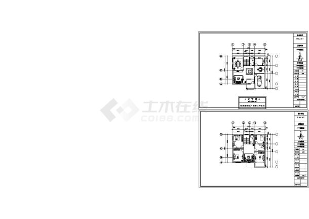 夏威夷小型别墅户型装修设计建施cad图纸-图一