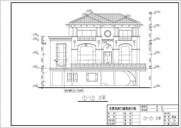 广东某地五层坡屋顶住宅楼建筑设计方案图-图二