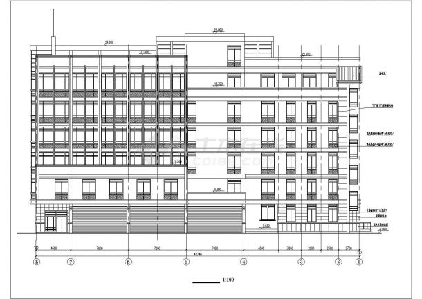 杭州某六层框架结构行政办公楼建筑设计施工图-图二