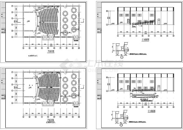 某地区单层礼堂建筑设计CAD施工图-图一
