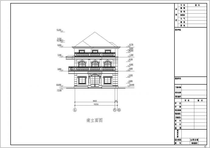 某地三层砖混结构农村别墅建筑设计方案图_图1