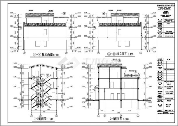 某地上三层框架结构联排别墅建筑方案图-图二