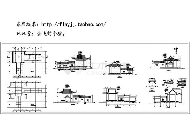 某地四角亭廊建筑设计CAD方案图（长17.7米 宽14.1米）-图一
