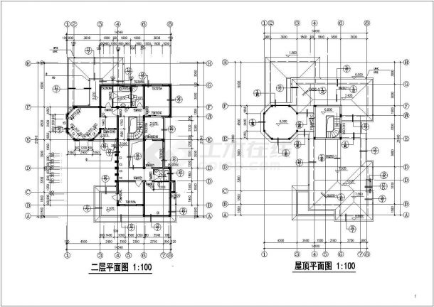 独立式的两层豪华别墅建筑施工图纸-图二