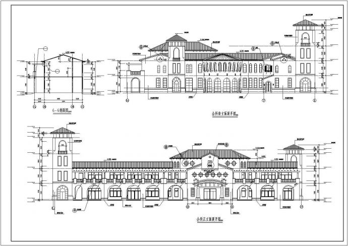 某地小型高档的会所建筑设计图（标注详细）_图1