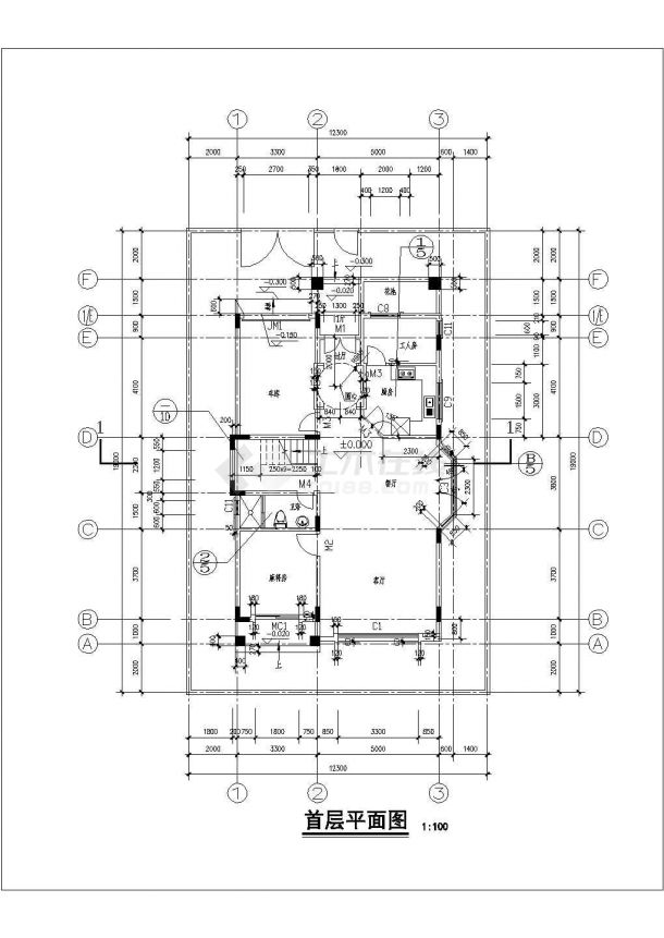 某地豪宝石A型别墅建筑结构CAD图纸-图二