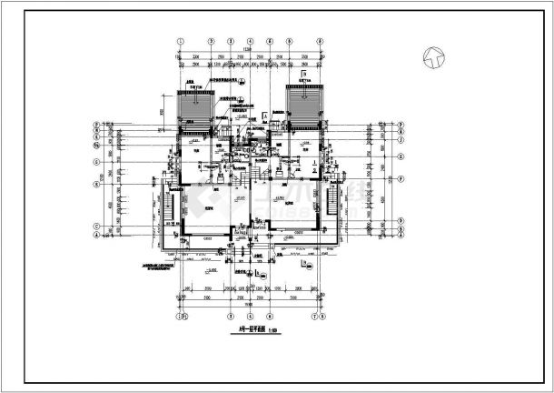 比较流行的双拼别墅建筑结构施工图-图二