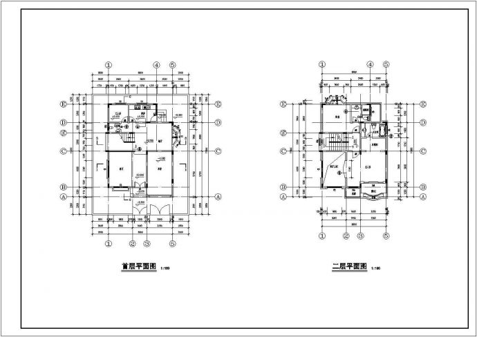 比较流行的三层别墅建筑结构CAD图纸_图1