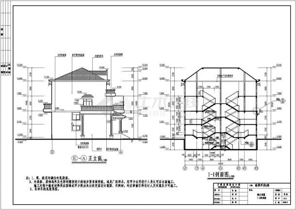 某小区三层连拼别墅建筑设计方案图-图二