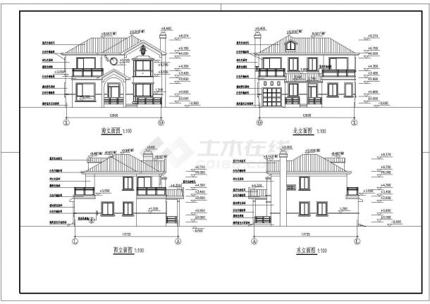 某地亚东花园城小别墅建筑结构CAD图纸-图二