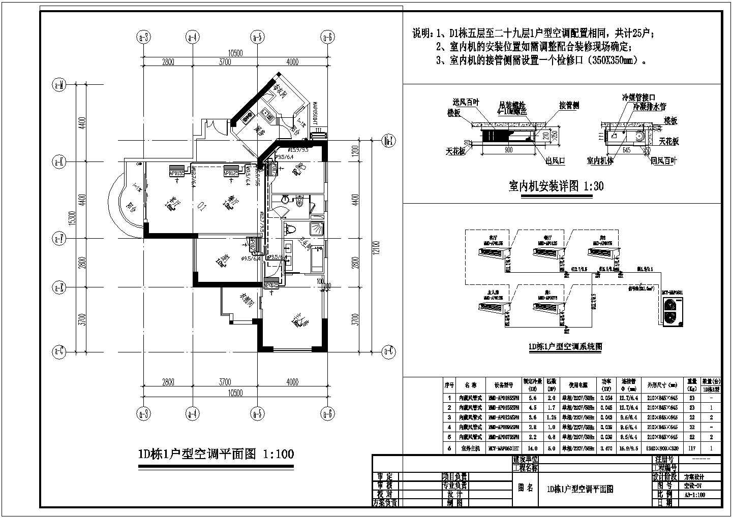 某地29层住宅户式中央空调（多联机）全套施工图
