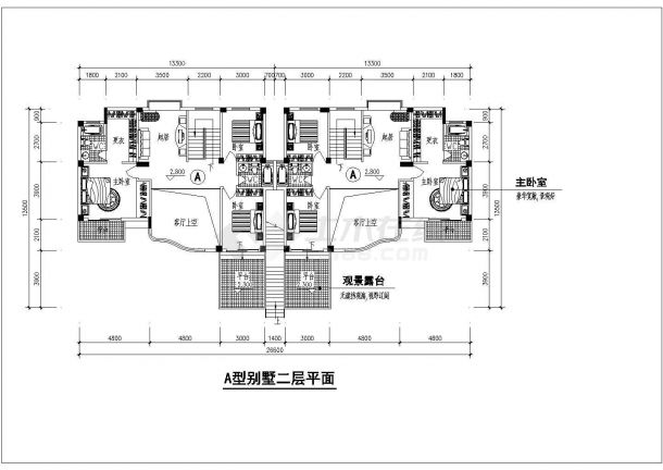 简单实用的叠加别墅建筑结构CAD图纸-图二