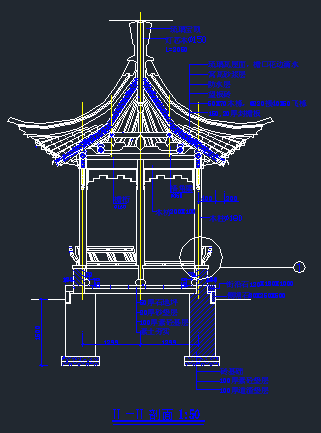 简单小型的一套六角亭建筑施工图纸-图二