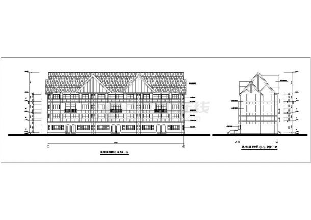 某小区四层西班牙风格叠拼别墅建筑设计方案图-图二
