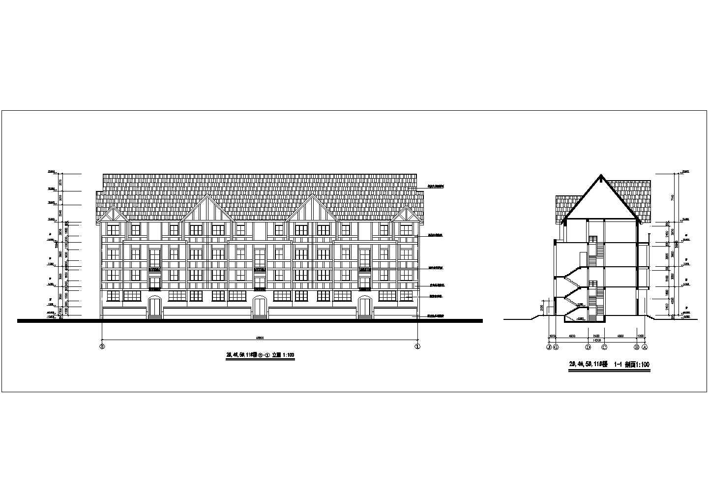 某小区四层西班牙风格叠拼别墅建筑设计方案图