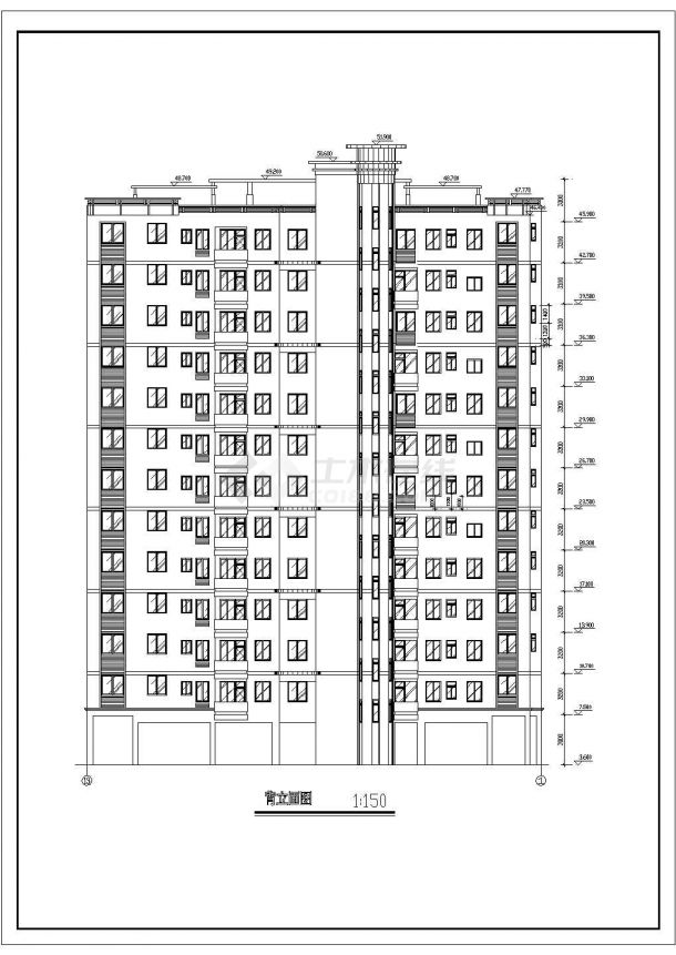 比较经典的13层住宅楼cad设计图（含详图）-图二