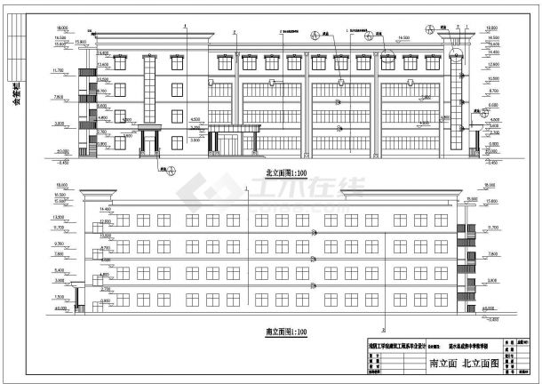江苏某地四层框架结构中学教学楼建筑设计施工图纸-图一