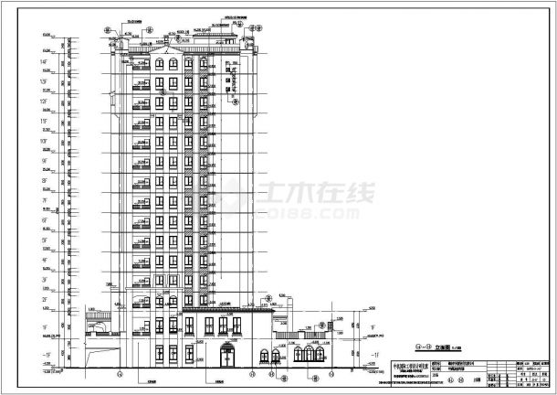湖南省某地14层框架结构综合商业办公楼建筑设计施工图纸-图二
