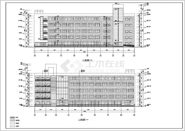 某地五层框架结构教学楼建筑设计方案图纸-图二