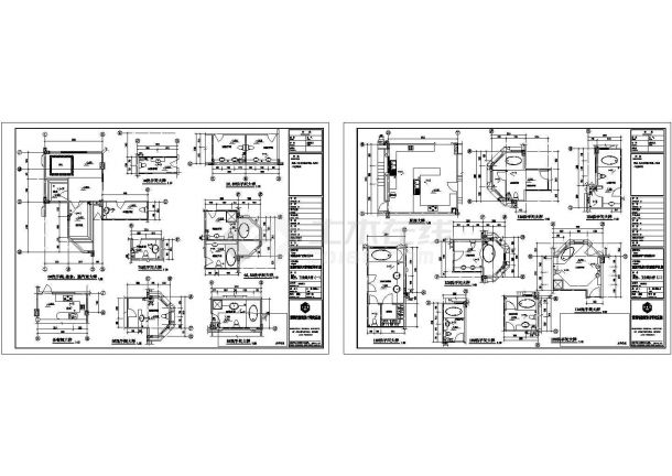 三层E型别墅样板房建筑施工cad图，共七张-图一