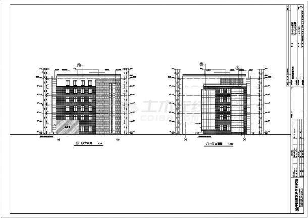 某地6层框架结构办公楼建筑设计方案图纸-图二