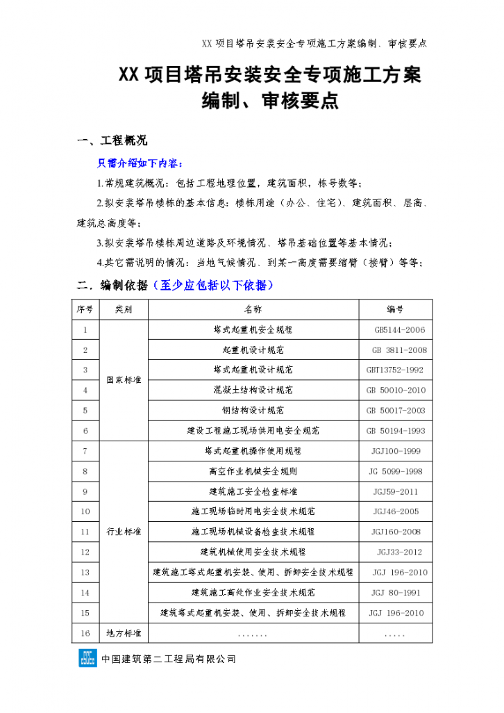 塔吊安装安全专项施工方案（编制审核要点）-图一