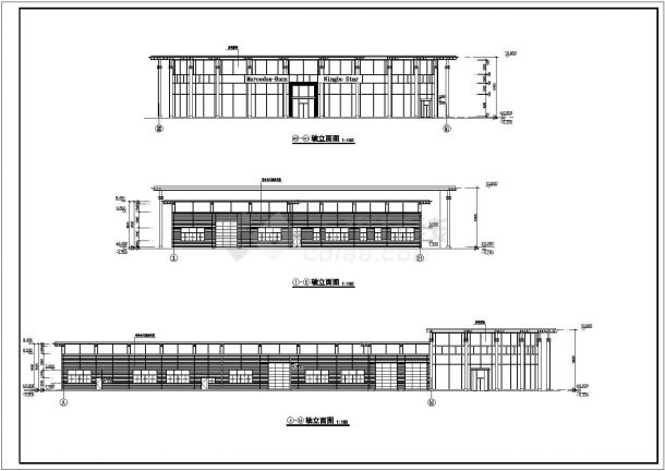 宁波市某奔驰车汽车展厅建筑设计方案图-图二