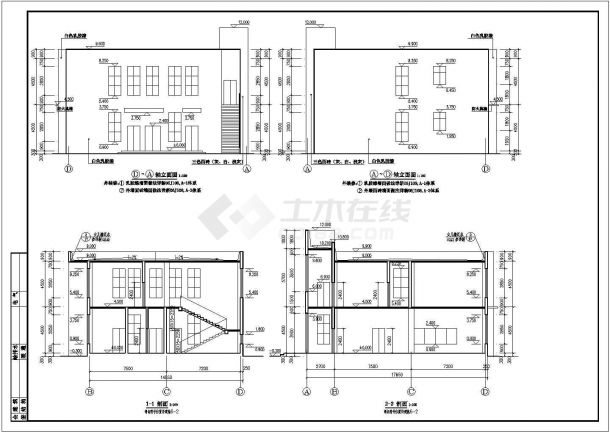 某二层框架结构食堂建筑设计方案图-图二
