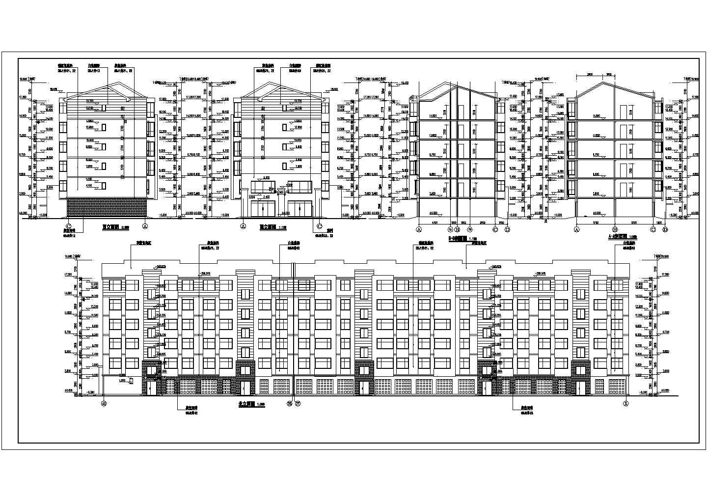 某小区6层砌体结构住宅楼建筑设计方案图