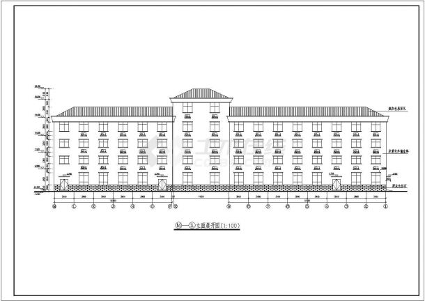 九江市某地四层框架结构宾馆楼建筑设计施工图-图二