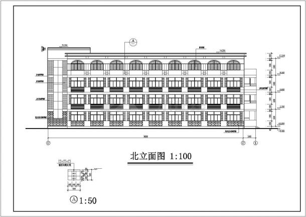某中学四层砖混结构宿舍楼建筑设计施工图-图二