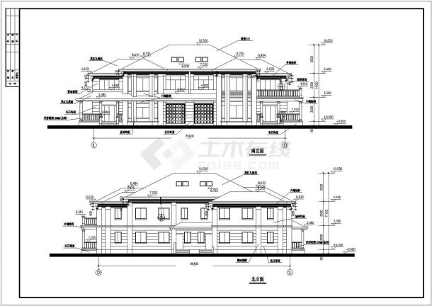 某地上二层框架结构联排别墅建筑设计方案-图二