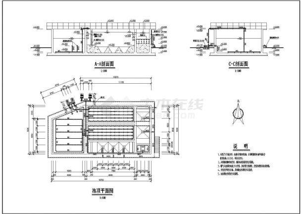 木业废水处理厂设计图（300m3/d）-图一
