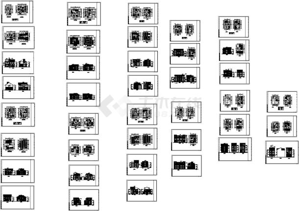 美式独栋别墅户型设计方案cad图纸，共三十二张-图一