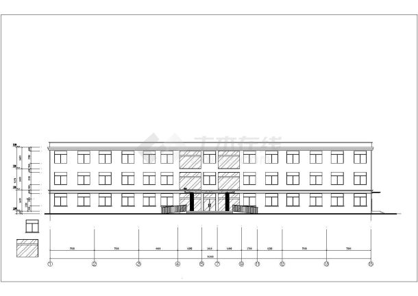 浙江某公司三层办公楼建筑设计方案图-图一