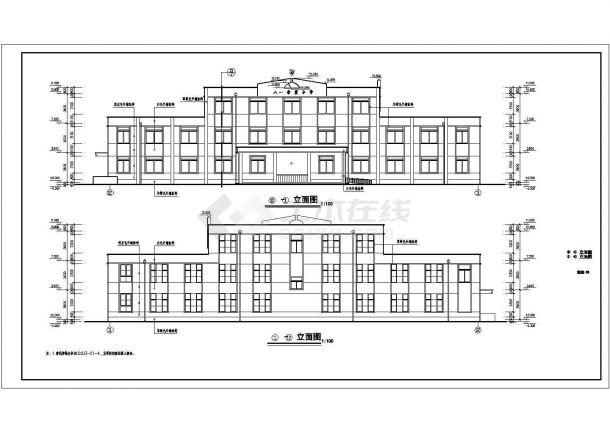 某地三层砖混结构学校建筑设计施工图纸-图一